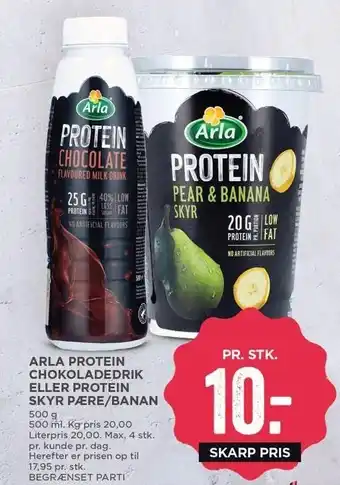 MENY Arla protein chokoladedrik el. protein skyr pære/banan tilbud