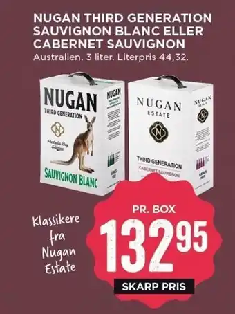 MENY Nugan third generation sauvignon blanc el. cabernet sauvignon tilbud