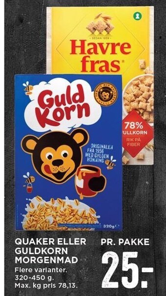 MENY Quaker el. guldkorn morgenmad tilbud