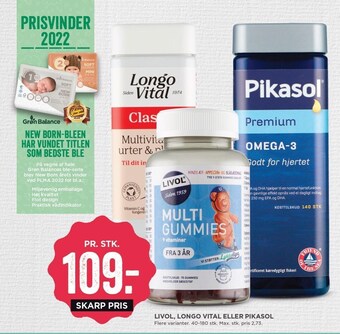 MENY Livol, longo vital el. pikasol tilbud