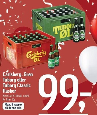 Føtex Carlsberg, grøn tuborg el. tuborg classic flasker tilbud