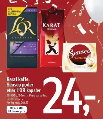 Føtex Karat kaffe, senseo puder el. l'or kapsler tilbud