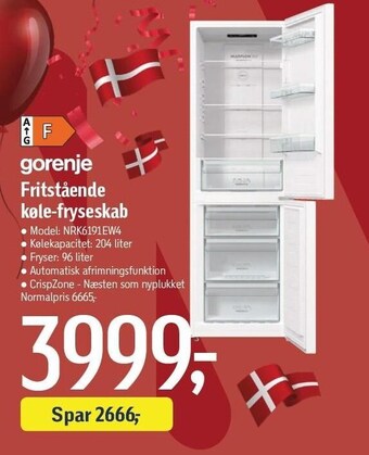 Fritstående køle/fryseskab