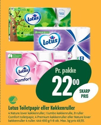 Min Købmand Lotus toiletpapir eller køkkenruller tilbud