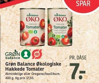 SPAR Grøn Balance Økologiske Hakkede Tomater tilbud