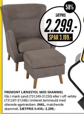 My Home Fremont Lænestol med Skammel tilbud
