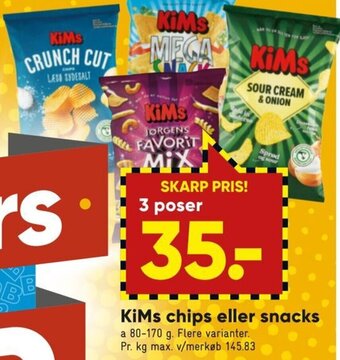 Bilka Kims Chips eller Snacks tilbud