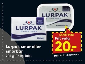 Bilka Lurpak Smør eller smørbar tilbud