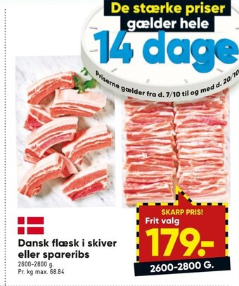 Bilka Dansk flæsk i skiver eller spareribs tilbud