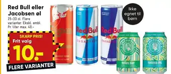 Bilka Red Bull eller Jacobsen øl 25-33 cl tilbud