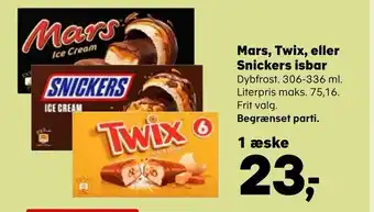 Kvickly Mars, twix, eller snickers isbar tilbud