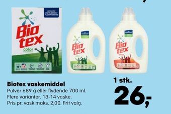 Kvickly Biotex vaskemiddel tilbud