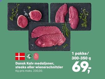 Kvickly Dansk kalv medaljoner, steaks eller wienerschnitzler tilbud