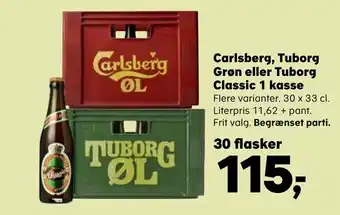 SuperBrugsen Carlsberg, tuborg grøn eller tuborg classic 1 kasse tilbud