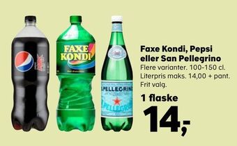 SuperBrugsen Faxe kondi, pepsi eller san pellegrino tilbud