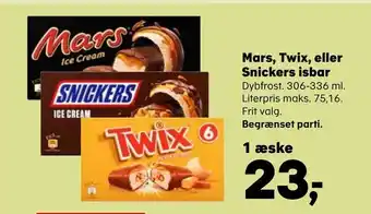 SuperBrugsen Mars, twix, eller snickers isbar tilbud