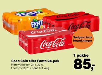 SuperBrugsen Coca cola eller fanta 24-pak tilbud