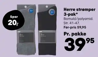 SuperBrugsen Herre strømper 3-pak tilbud