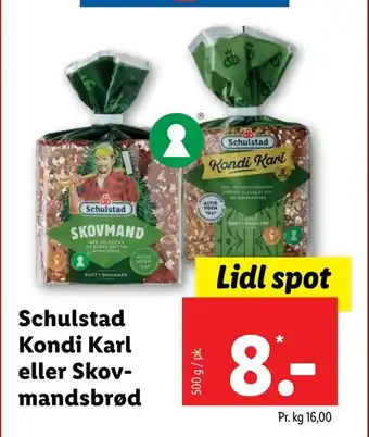 Lidl Schulstad kondi karl eller skov mandsbrød tilbud