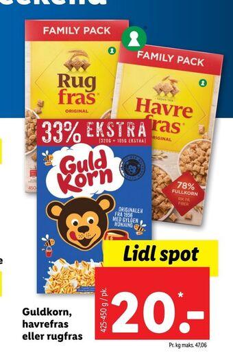 Lidl Guldkorn, havrefras eller rugfras tilbud
