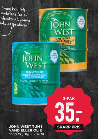 John west tun i vand eller olie