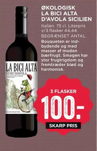Økologisk la bici alta d'avola sicilien