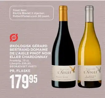 MENY Økologisk gérard bertrand domaine de l'aigle pinot noir eller chardonnay tilbud