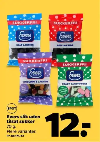 Evers slik uden tilsat sukker