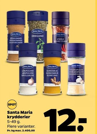 Netto Santa maria krydderier tilbud