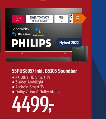 Føtex Philips 55pus8057 inkl. b5305 soundbar tilbud