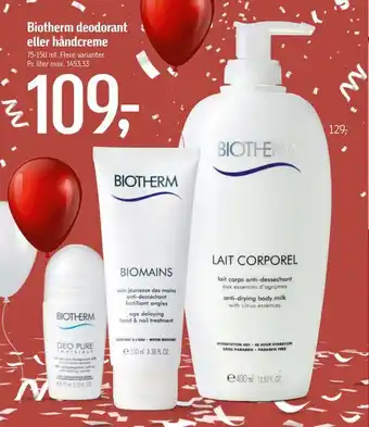 Føtex Biotherm deodorant eller håndcreme tilbud
