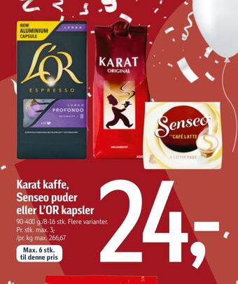 Føtex Karat kaffe, senseo puder eller l'or kapsler tilbud