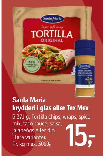 Føtex Santa maria krydderi i glas eller tex mex tilbud