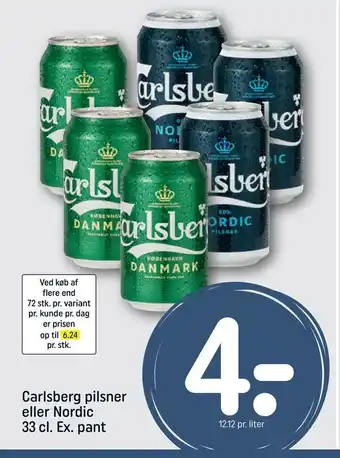 REMA 1000 Carlsberg pilsner eller nordic tilbud