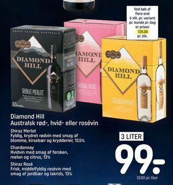 REMA 1000 Diamond hill australsk rød-, hvid- eller rosévin tilbud