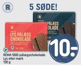 REMA 1000 Rema 1000 pålægschokolade lys eller mørk tilbud