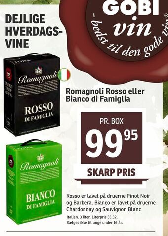 SPAR Romagnoli rosso eller bianco di famiglia tilbud