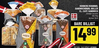 Løvbjerg Kohberg rugbrød, sandwichbrød, boller el. café sandwich tilbud