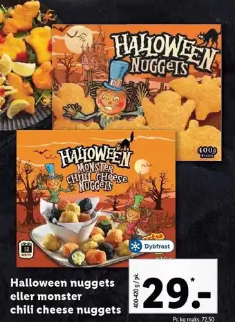 Lidl Halloween nuggets el. monster chili cheese nuggets tilbud