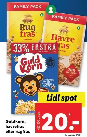 Lidl Guldkorn, havrefras el. rugfras tilbud