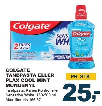 Let-Køb Colgate tandpasta eller plax cool mint mundskyl tilbud