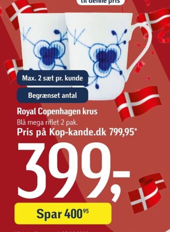 Føtex Blå mega riflet krus tilbud
