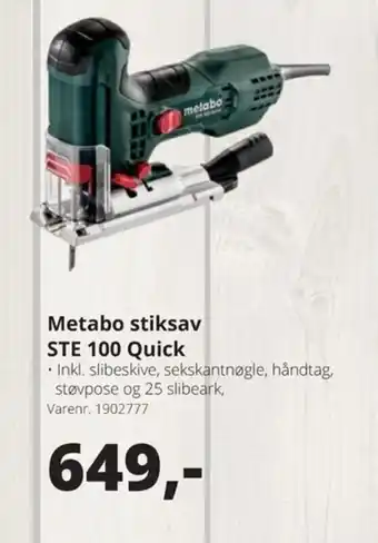 10-4 Byggecenter Metabo Stiksav STE 100 Quick tilbud