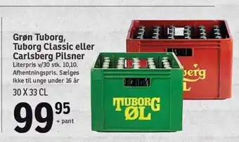 SPAR Grøn tuborg, tuborg classic el. carlsberg pilsner tilbud
