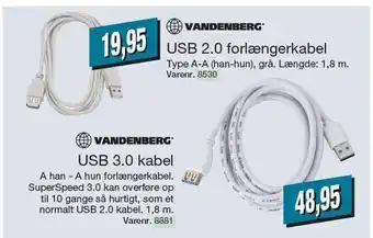 Harald Nyborg Usb 2.0 forlængerkabel el. 3.0 kabel tilbud