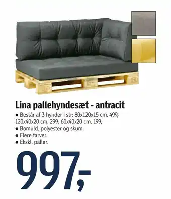 Lina pallehyndesæt - antracit