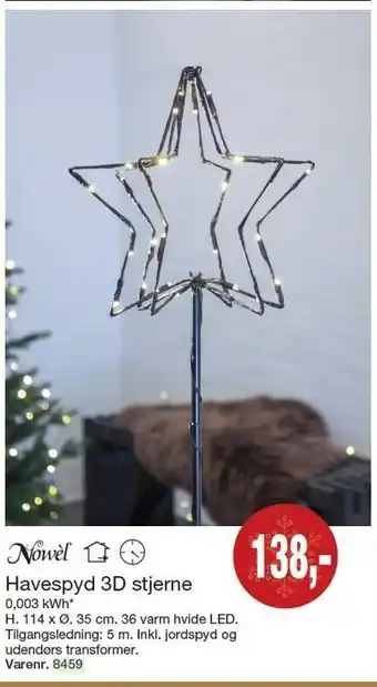 Harald Nyborg Havespyd 3d stjerne med hvide led lys tilbud