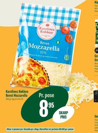 Min Købmand Karolines revet ost mozzarella tilbud