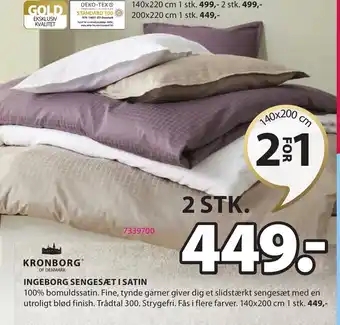JYSK KronBorg Of Denmark Ingeborg Sengesæt I Satin tilbud