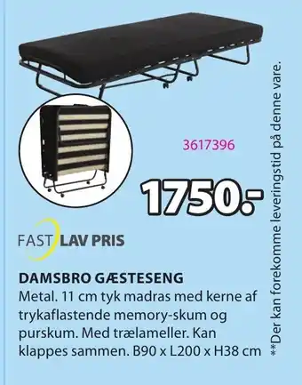 JYSK Fast Lav Pris Damsbro Gæsteseng tilbud